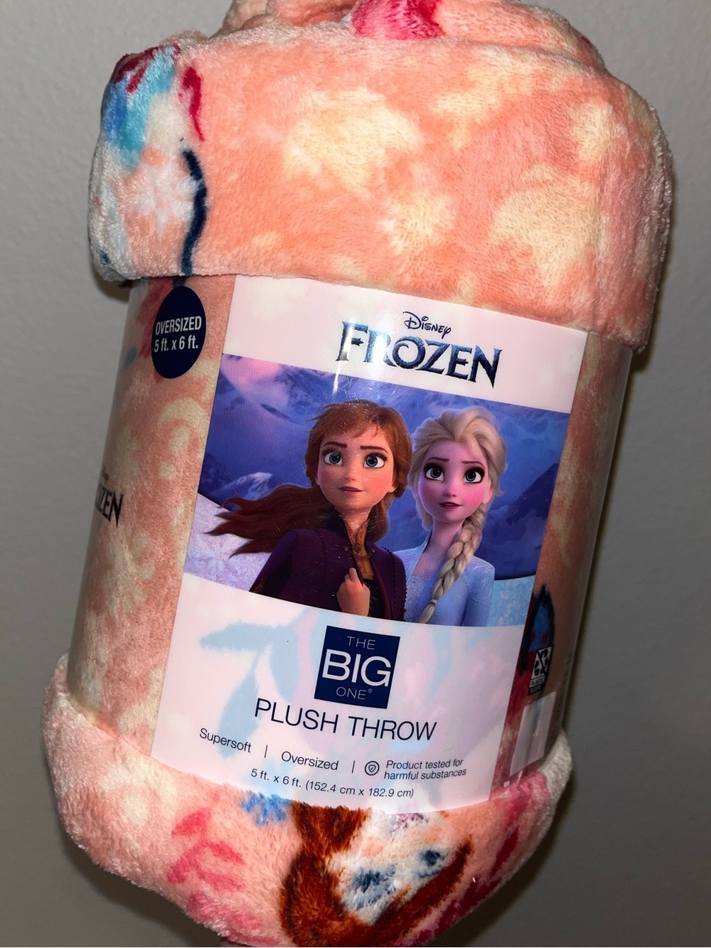 NWT Disney Frozen Plush Throw Blanket 5x6 Oversized Super Soft Pink Elsa Anna